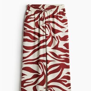 H&M Red and White Wide Leg Pants